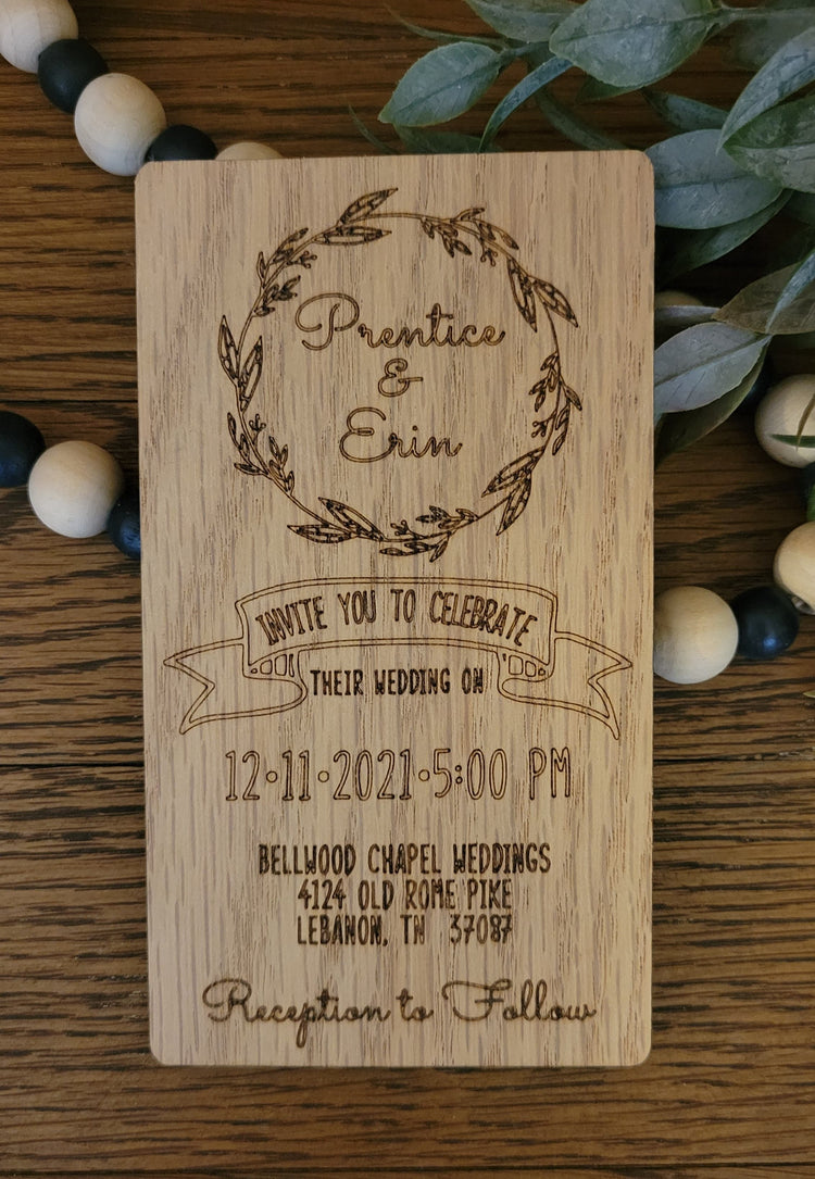 Save the Date, Laser Engraved Wood
