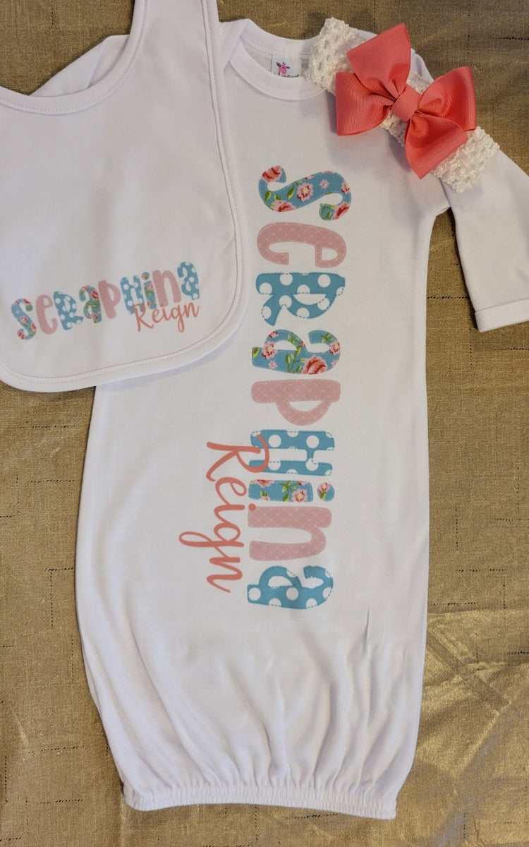 Baby gown and matching accessories