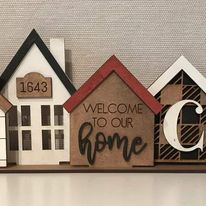 Family Home Standing Houses Centerpiece File SVG, Mantle Decor