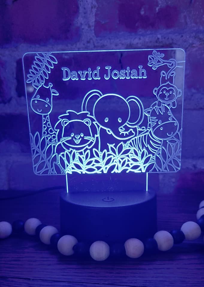 Color changing night light jungle babies personalized
