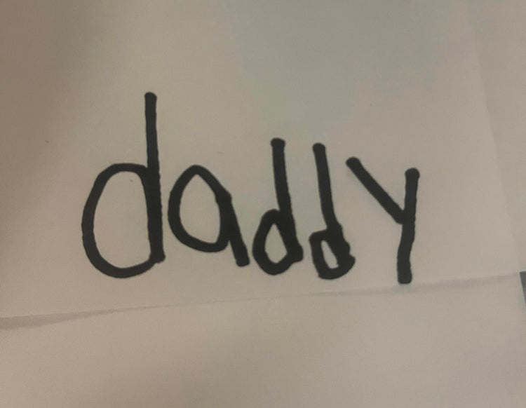 Custom snapback cap with your child's handwriting engraved on patch