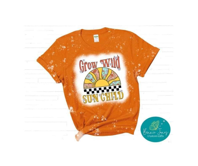 Grow Wild Sun Child, summer t-shirt, ladies t-shirt, Bleached t-shirt