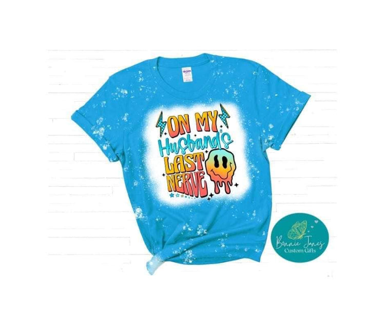 On My Husband's last nerve!, summer t-shirt, ladies t-shirt, bleached t-shirt,