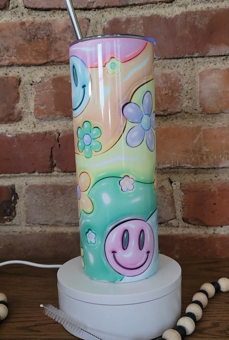 Retro happy face tumbler