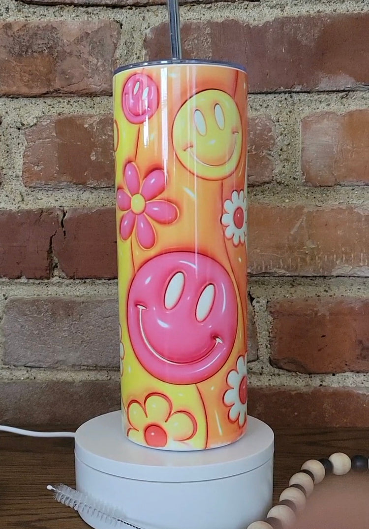 Retro happy face tumbler