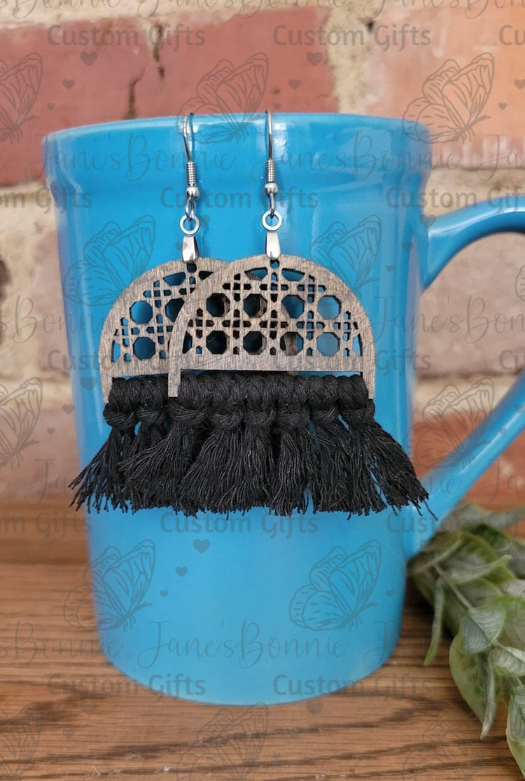 Macrame wood earrings
