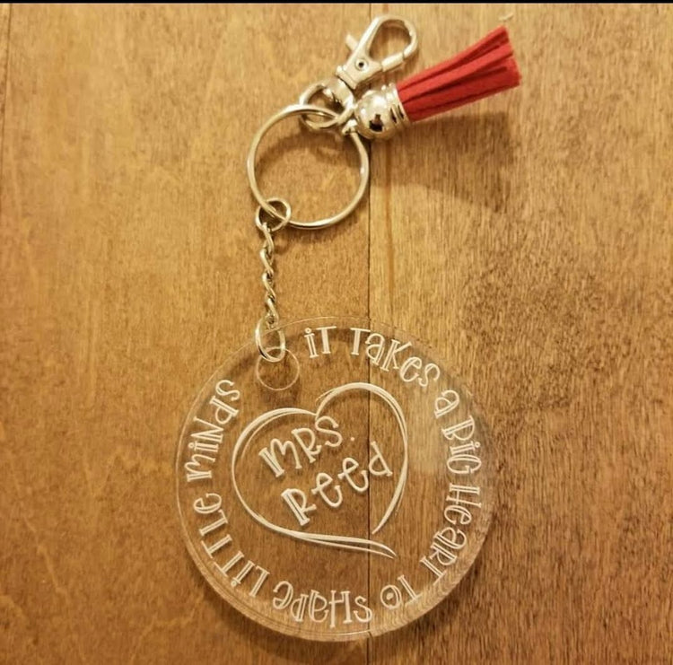 Teacher acrylic keychain, it takes a big heart to shape little minds keychain