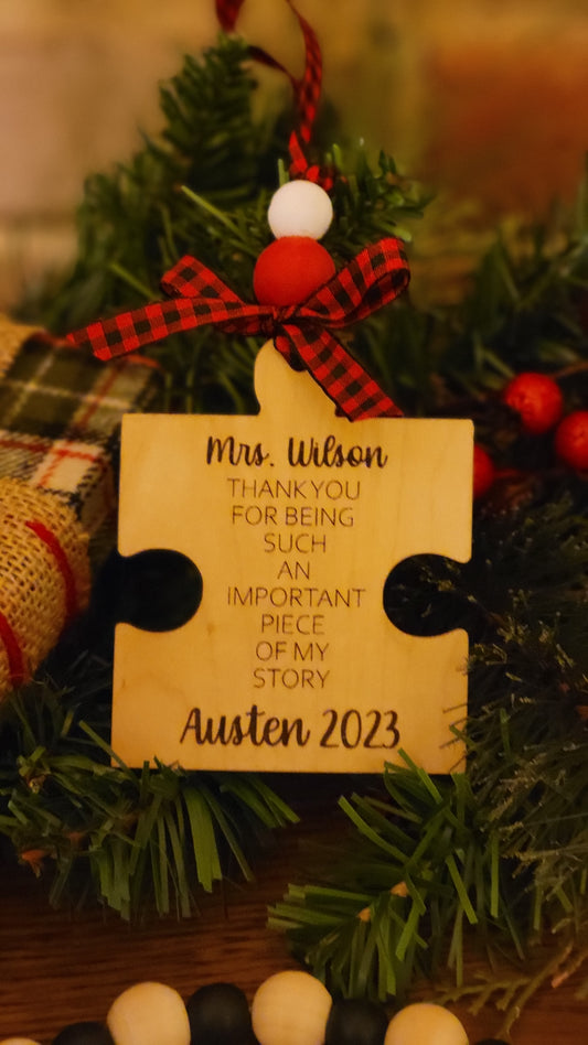 Piece of my story teacher gift ornament