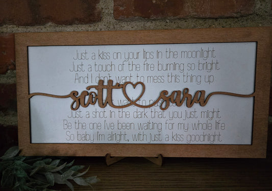 Our Song couples plaque