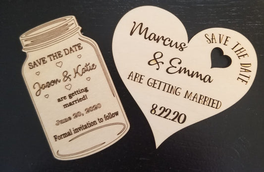 Save the Date, Laser Engraved Wood