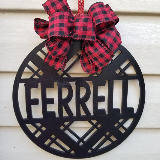 Plaid ornament door hanger