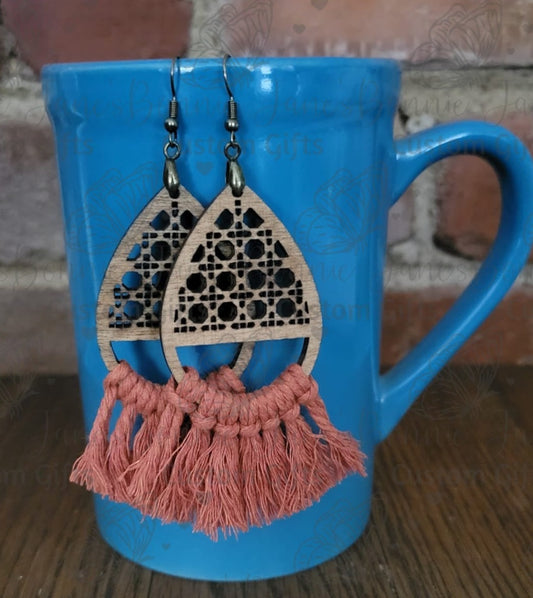 Macrame wood earrings