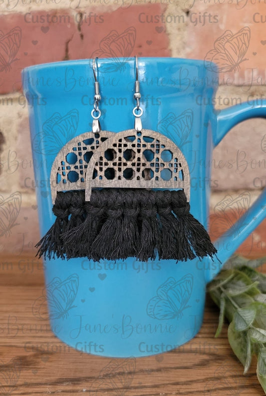 Macrame wood earrings