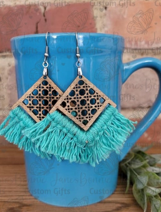 Macrame wood earrings
