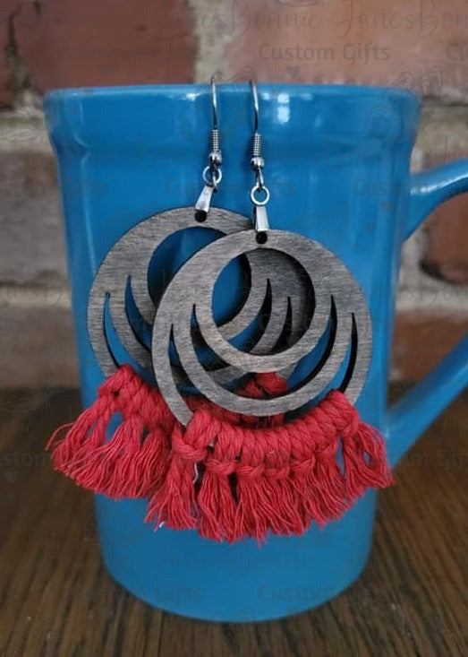 Macrame wood earrings