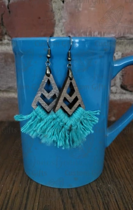 Macrame wood earrings