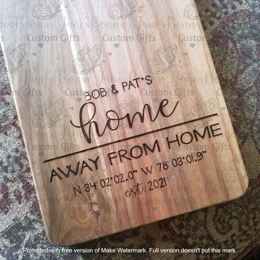 Custom cutting board with coordinates